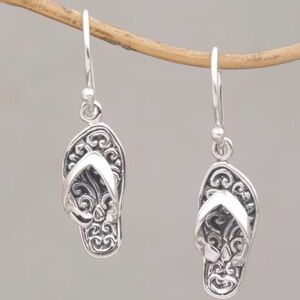 Elegant Silver tone Flip-Flop Earrings #144